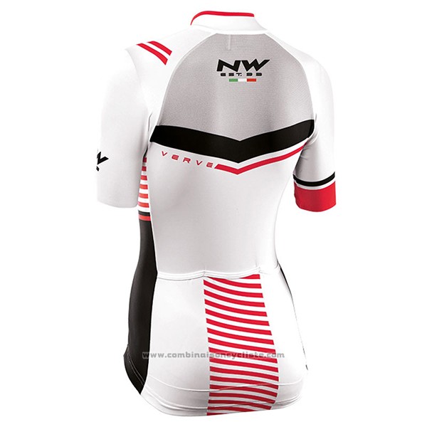 2017 Maillot Cyclisme Femme Northwave Blanc Manches Courtes et Cuissard
