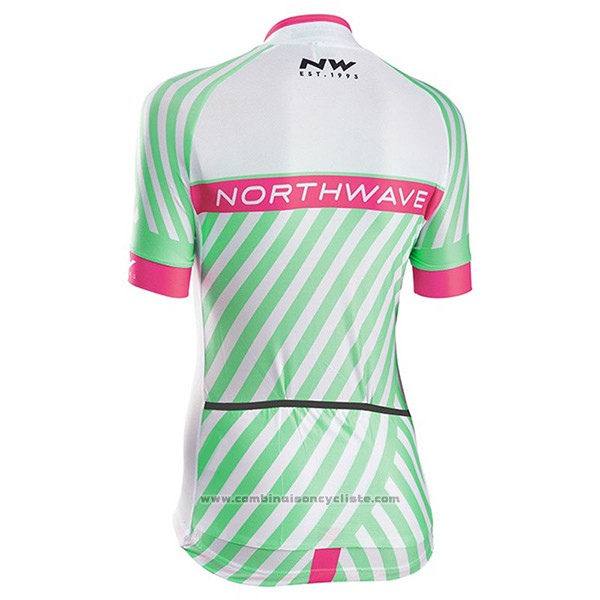 2017 Maillot Cyclisme Femme Northwave Vert et Rose Manches Courtes et Cuissard