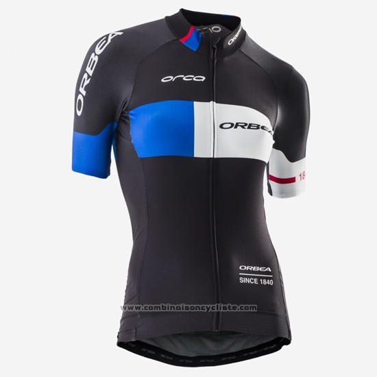 2016 Maillot Cyclisme Femme Orbea Bleu et Noir Manches Courtes et Cuissard