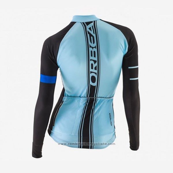 2017 Maillot Cyclisme Femme Orbea Noir et Bleu Manches Longues et Cuissard