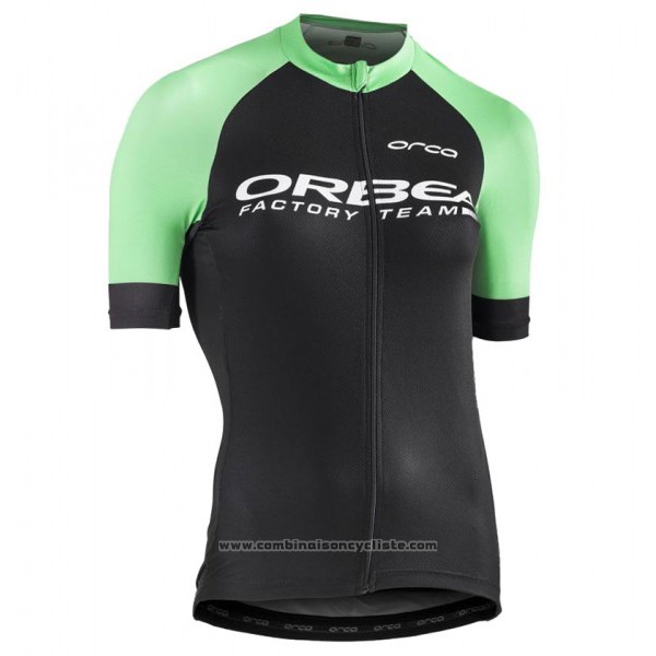 2017 Maillot Cyclisme Femme Orbea Noir et Vert Manches Courtes et Cuissard