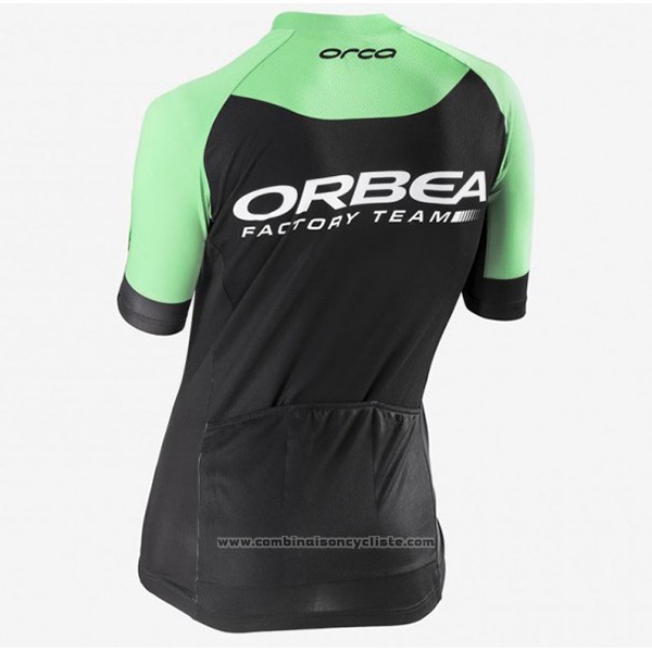 2017 Maillot Cyclisme Femme Orbea Noir et Vert Manches Courtes et Cuissard