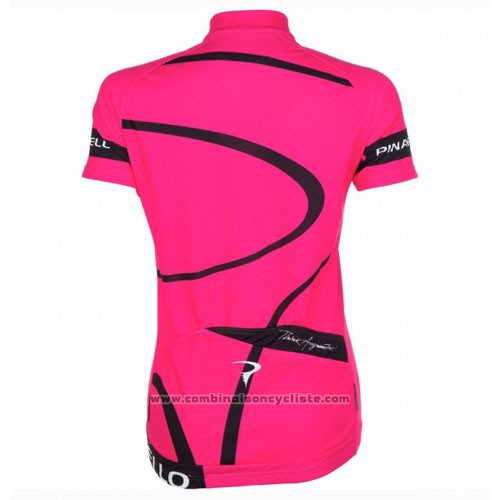 2016 Maillot Cyclisme Femme Pinarello Noir et Fuchsia Manches Courtes et Cuissard