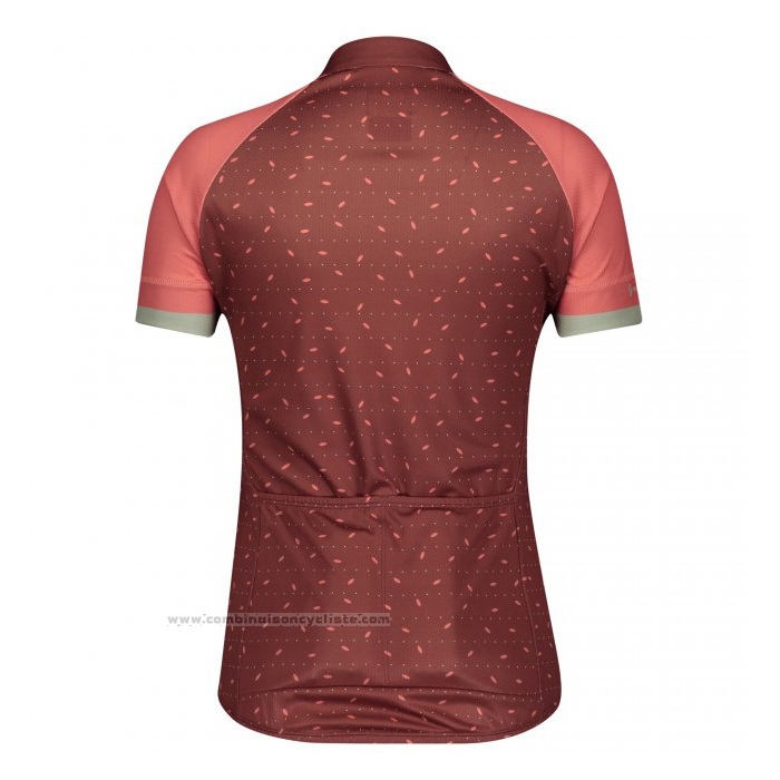 2021 Maillot Cyclisme Femme Scott Brillant Rouge Manches Courtes et Cuissard