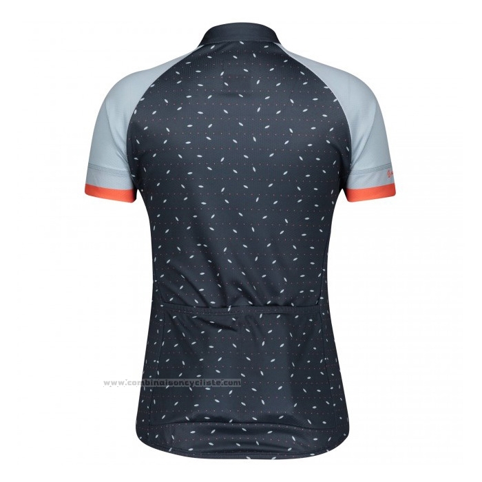 2021 Maillot Cyclisme Femme Scott Gris Bleu Manches Courtes et Cuissard
