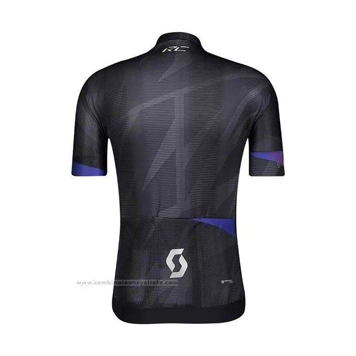 2021 Maillot Cyclisme Femme Scott Noir Violet Manches Courtes et Cuissard