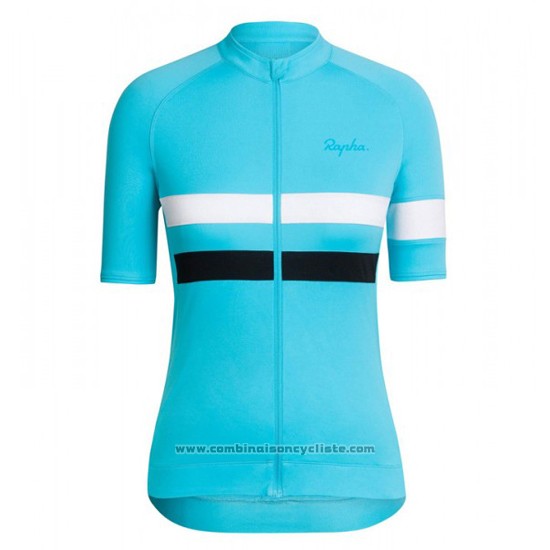 2016 Maillot Cyclisme Femme Sky Bleu et Blanc Manches Courtes et Cuissard