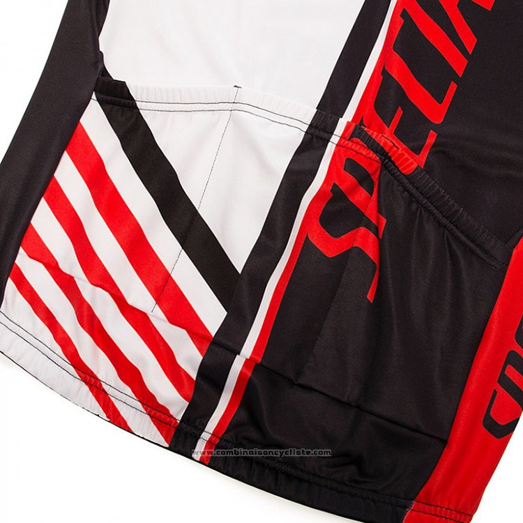 2018 Maillot Cyclisme Specialized Noir Rouge Blanc Manches Longues et Cuissard