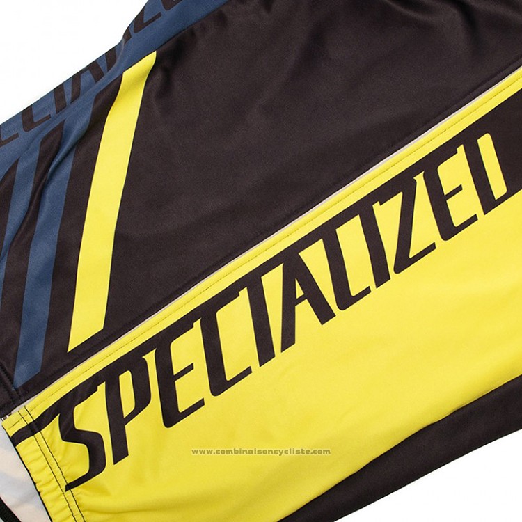 2018 Maillot Cyclisme Specialized Noir et Jaune Manches Longues et Cuissard