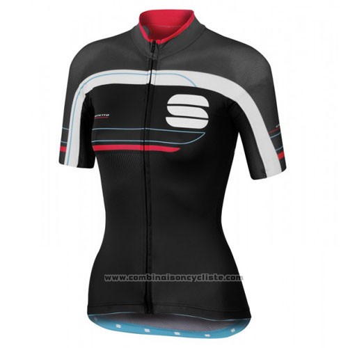 2016 Maillot Cyclisme Sportful Rouge et Noir Manches Courtes et Cuissard