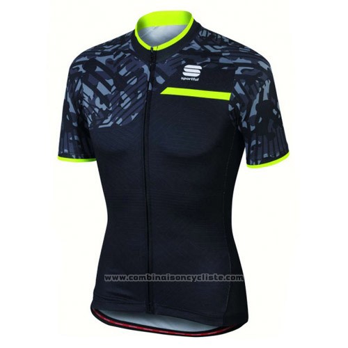 2016 Maillot Cyclisme Sportful Vert et Noir Manches Courtes et Cuissard