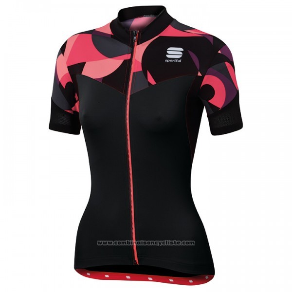 2017 Maillot Cyclisme Sportful Primavera Noir et Rouge Manches Courtes et Cuissard