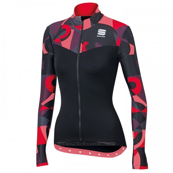 2017 Maillot Cyclisme Sportful Primavera Noir et Rouge Manches Longues et Cuissard