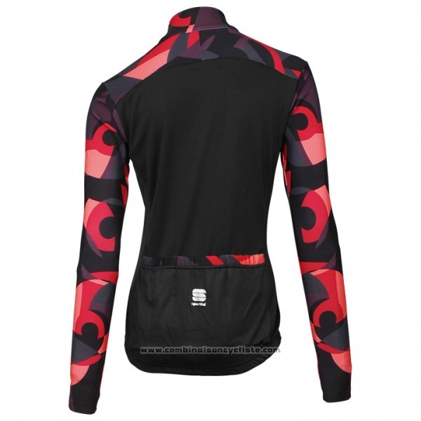 2017 Maillot Cyclisme Sportful Primavera Noir et Rouge Manches Longues et Cuissard
