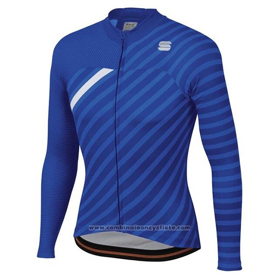 2020 Maillot Cyclisme Femme Sportful Bleu Blanc Manches Longues et Cuissard