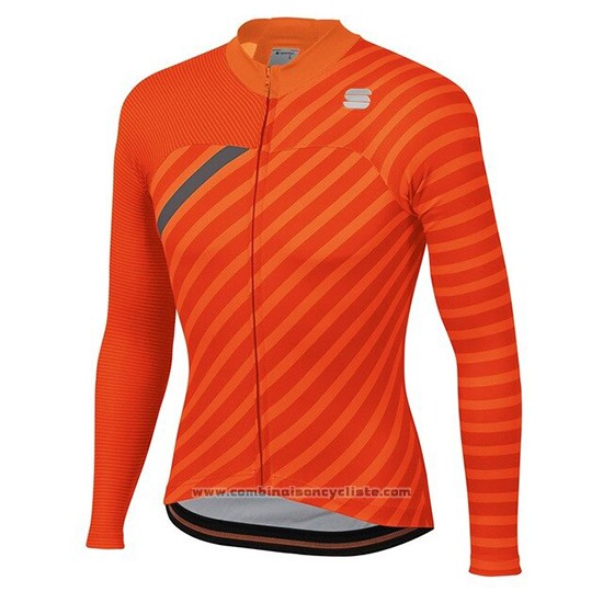 2020 Maillot Cyclisme Femme Sportful Orange Gris Manches Longues et Cuissard