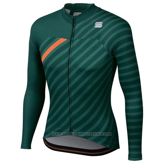 2020 Maillot Cyclisme Femme Sportful Vert Orange Manches Longues et Cuissard