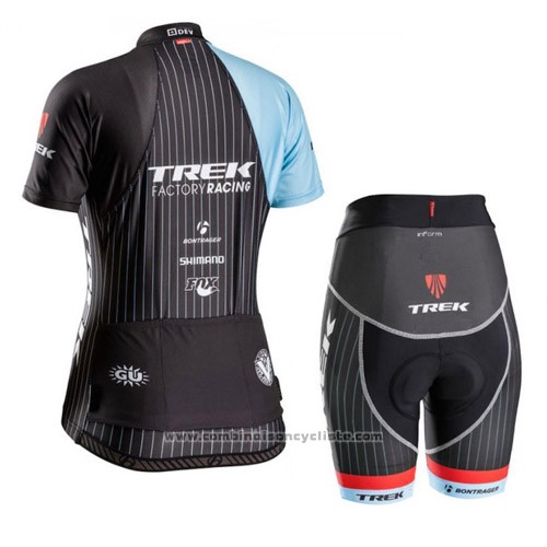2015 Maillot Cyclisme Trek Bleu et Noir Manches Courtes et Cuissard