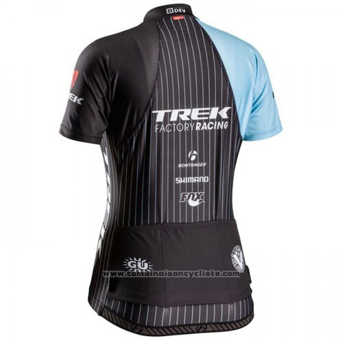 2015 Maillot Cyclisme Trek Bleu et Noir Manches Courtes et Cuissard
