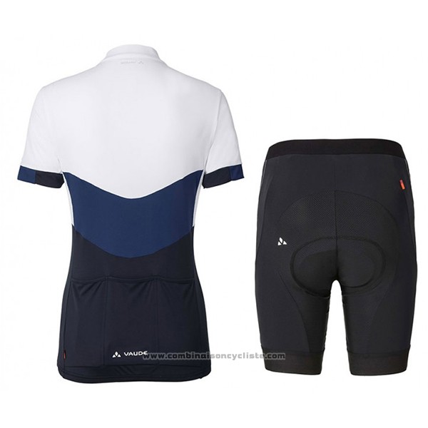 2017 Maillot Cyclisme Femme Vaude Blanc et Bleu Manches Courtes et Cuissard