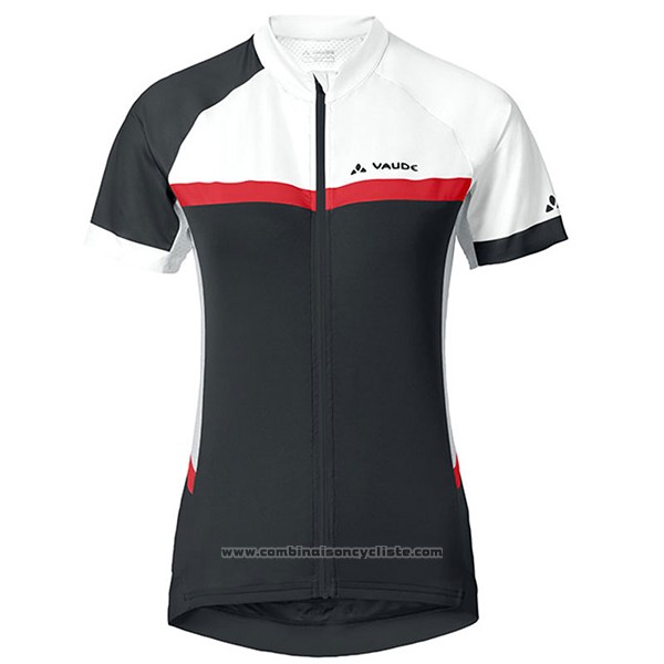 2017 Maillot Cyclisme Femme Vaude Blanc et Noir Manches Courtes et Cuissard
