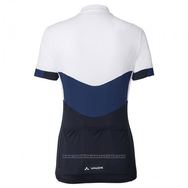 2017 Maillot Cyclisme Femme Vaude Blanc et Noir Manches Courtes et Cuissard