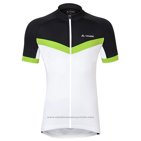 2017 Maillot Cyclisme Femme Vaude Blanc et Vert Manches Courtes et Cuissard