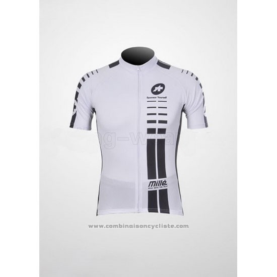 2011 Maillot Cyclisme Assos Blanc et Noir Manches Courtes et Cuissard