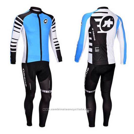 2013 Maillot Cyclisme Assos Azur et Noir Manches Longues et Cuissard