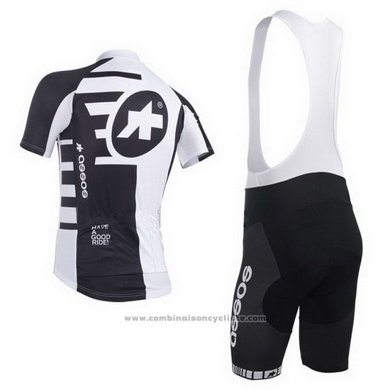 2013 Maillot Cyclisme Assos Blanc et Noir Manches Courtes et Cuissard