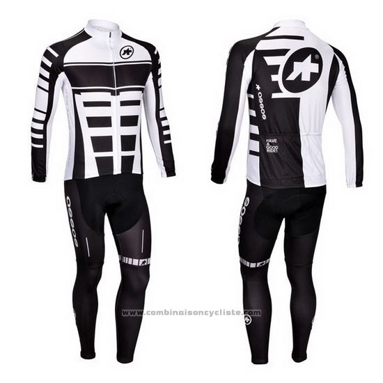 2013 Maillot Cyclisme Assos Blanc et Noir Manches Longues et Cuissard