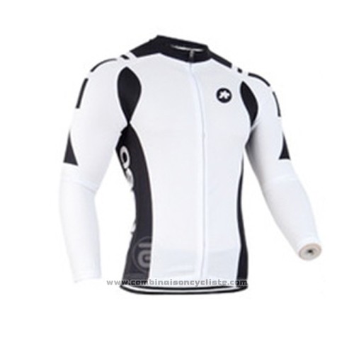 2014 Maillot Cyclisme Assos Blanc Manches Longues et Cuissard
