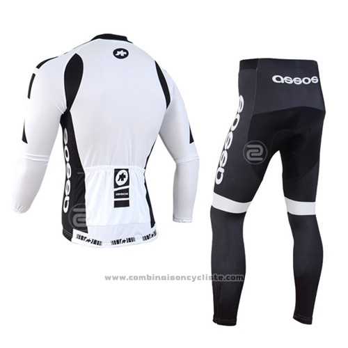 2014 Maillot Cyclisme Assos Blanc Manches Longues et Cuissard