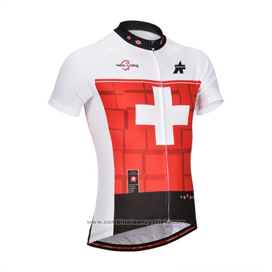 2014 Maillot Cyclisme Assos Blanc et Rouge Manches Courtes et Cuissard