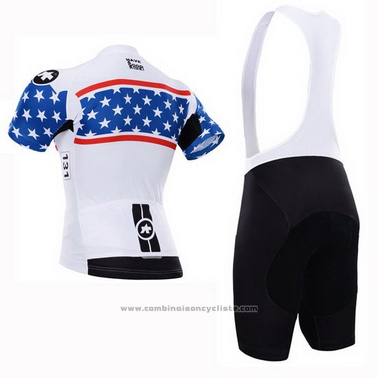 2015 Maillot Cyclisme Assos Blanc et Bleu Manches Courtes et Cuissard