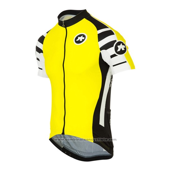 2016 Maillot Cyclisme Assos Jaune Manches Courtes et Cuissard