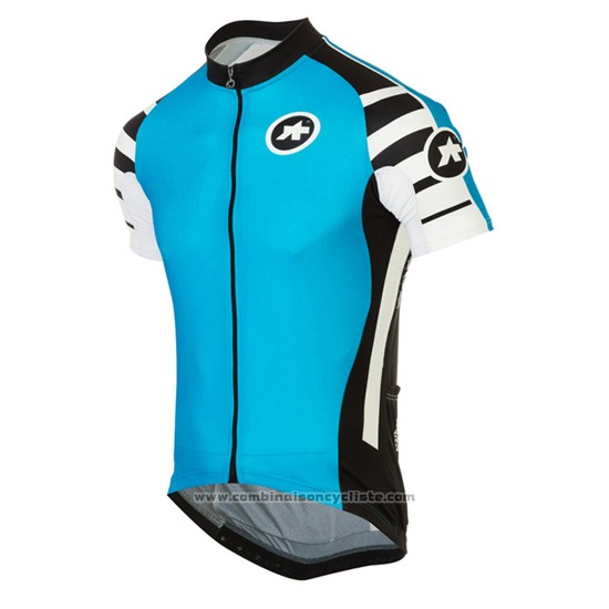 2016 Maillot Cyclisme Assos Noir et Bleu Manches Courtes et Cuissard