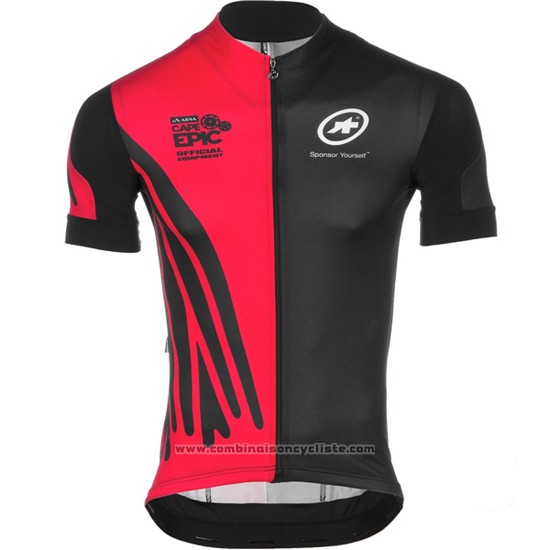 2016 Maillot Cyclisme Assos Rouge et Noir Manches Courtes et Cuissard