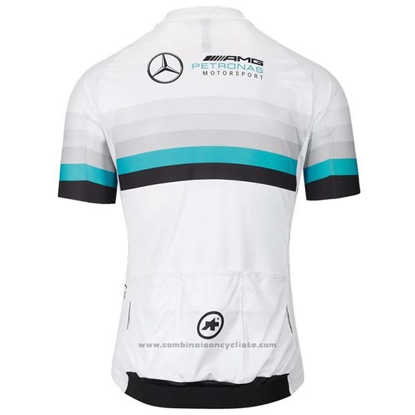 2020 Maillot Cyclisme Assos Blanc Bleu Noir Manches Courtes et Cuissard