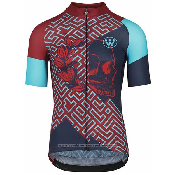 2020 Maillot Cyclisme Assos Fastlane Wyndymilla Rouge Bleu Manches Courtes et Cuissard