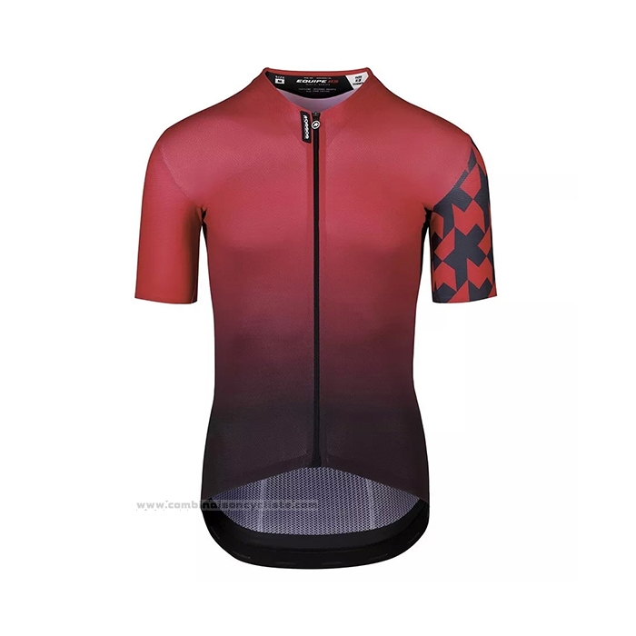 2021 Maillot Cyclisme Assos Profond Rouge Manches Courtes et Cuissard