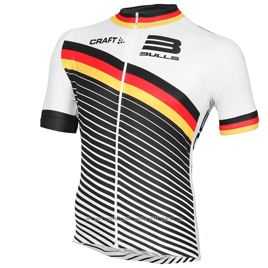 2015 Maillot Cyclisme Bulls Blanc et Noir Manches Courtes et Cuissard