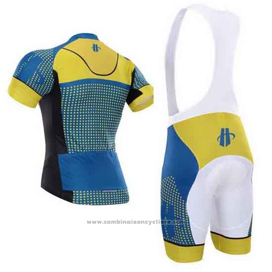 2015 Maillot Cyclisme Hincapie Bleu et Jaune Manches Courtes et Cuissard