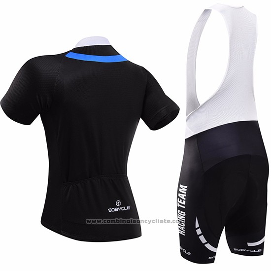 2017 Maillot Cyclisme Sobycle Noir et Bleu Manches Courtes et Cuissard