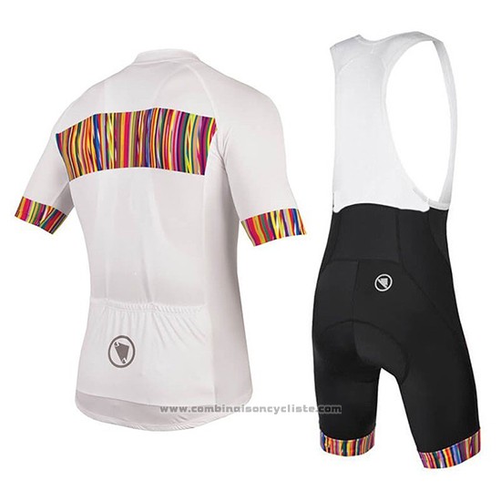 2018 Maillot Cyclisme Endura Graphics Pinstripe Blanc Manches Courtes et Cuissard