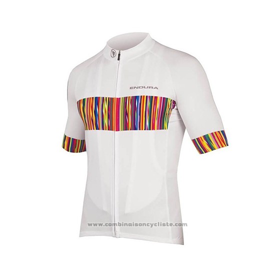 2018 Maillot Cyclisme Endura Graphics Pinstripe Blanc Manches Courtes et Cuissard