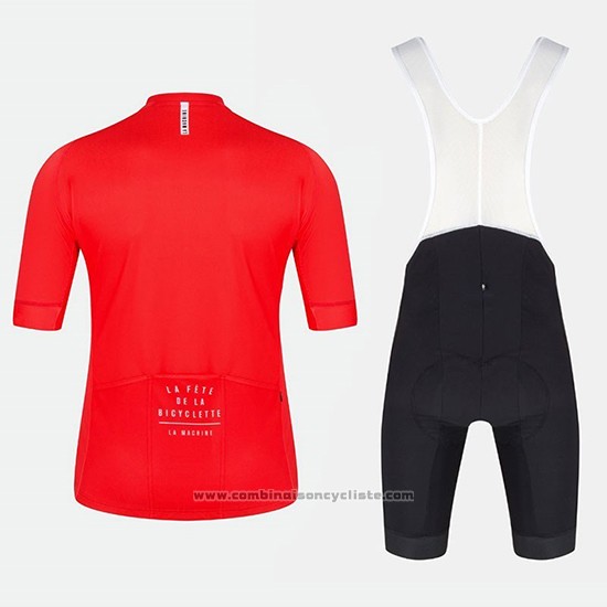 2018 Maillot Cyclisme La Fete de La Bicyclette Rouge Manches Courtes et Cuissard
