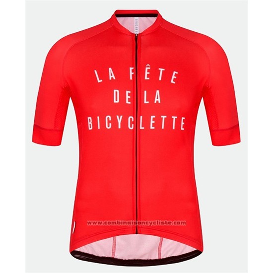 2018 Maillot Cyclisme La Fete de La Bicyclette Rouge Manches Courtes et Cuissard