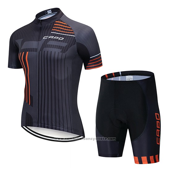 2018 Maillot Cyclisme Capo Noir Gris Orange Manches Courtes et Cuissard