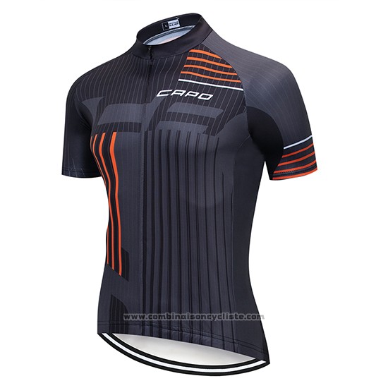 2018 Maillot Cyclisme Capo Noir Gris Orange Manches Courtes et Cuissard